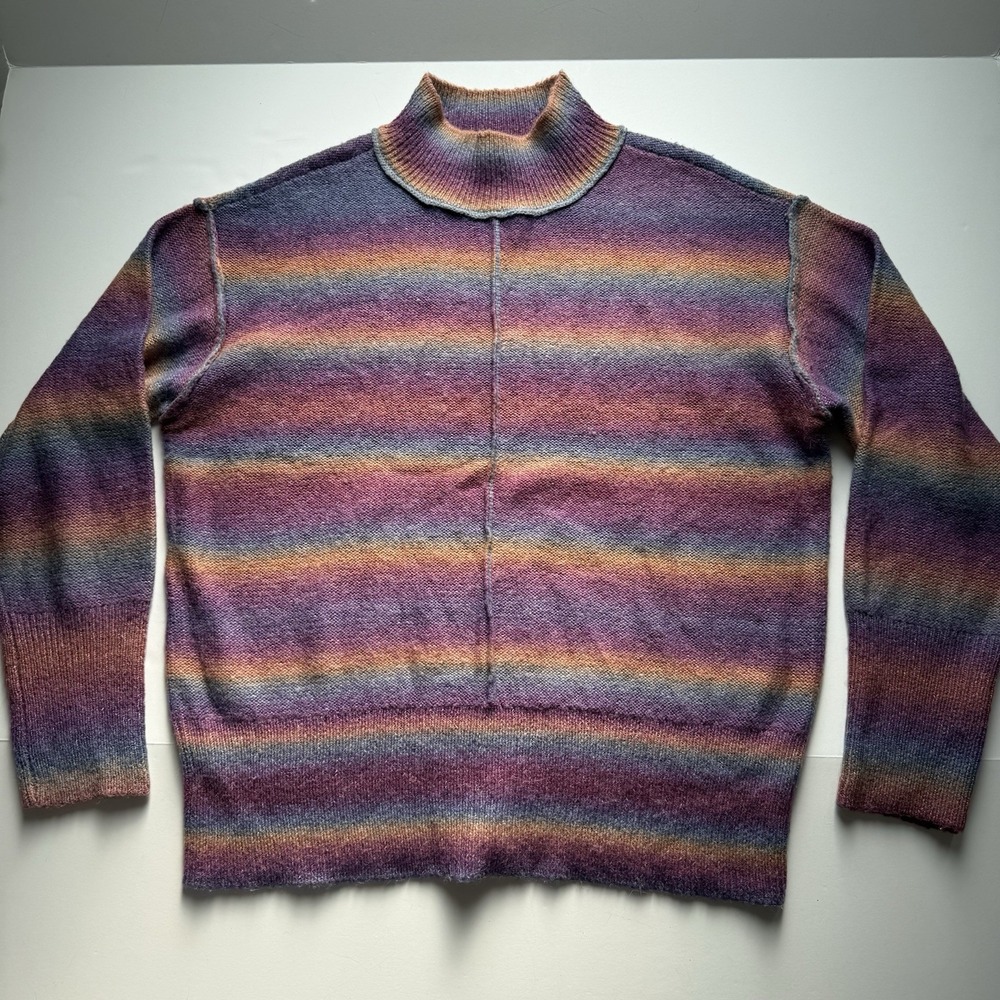 Beach‎ Lunch Lounge Rainbow Ombre Mock Neck Sweater Purple Size L